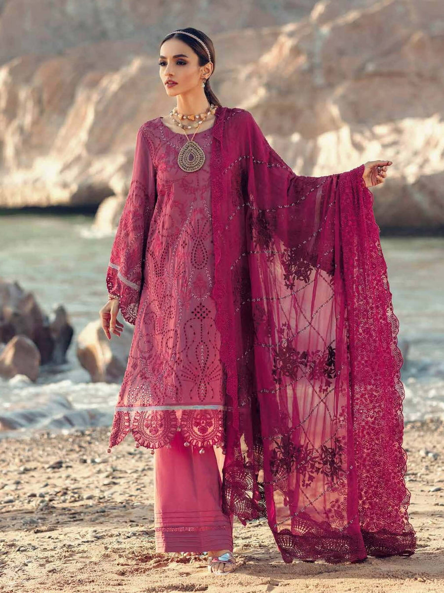 NUREH Exclusive Embroidered Swiss Lawn 3Pc Suit NE-32 Sable - FaisalFabrics.pk