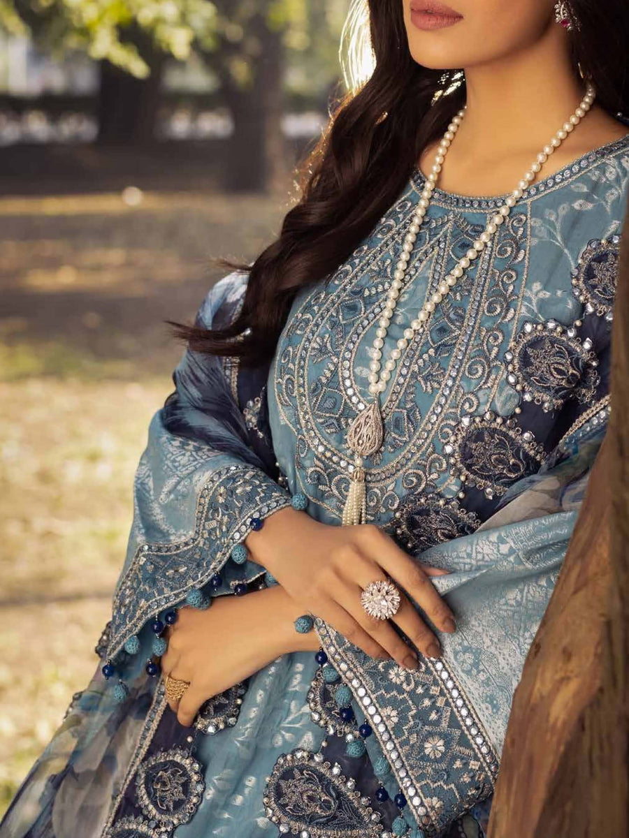 NUREH MAYA Unstitched Embroidered Lawn Jacquard 3Pc Suit NJ-26 Summer Dream - FaisalFabrics.pk