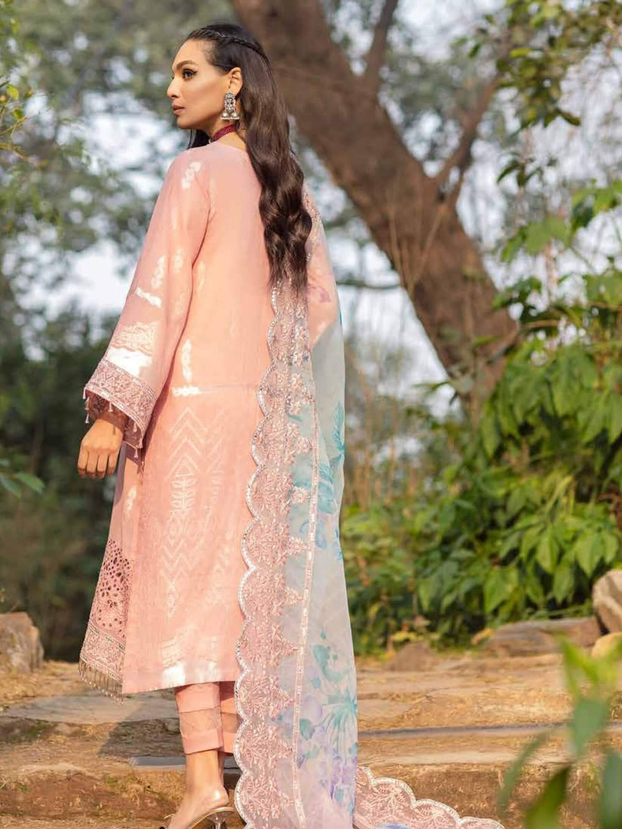 NUREH MAYA Unstitched Embroidered Lawn Jacquard 3Pc Suit NJ-27 Day Lilies - FaisalFabrics.pk