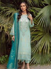 NUREH MAYA Unstitched Embroidered Lawn Jacquard 3Pc Suit NJ-28 Garden Cosmos - FaisalFabrics.pk