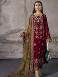 NUREH Maya Unstitched Luxury Velvet 3PC Suit NV-12 Rose Love - FaisalFabrics.pk