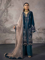 NUREH Maya Unstitched Luxury Velvet 3PC Suit NV-13 Dancing Teal - FaisalFabrics.pk