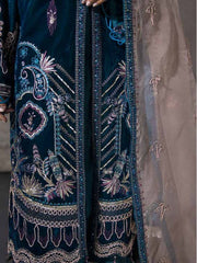 NUREH Maya Unstitched Luxury Velvet 3PC Suit NV-13 Dancing Teal - FaisalFabrics.pk