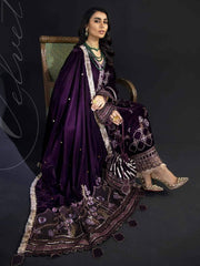 NUREH Maya Unstitched Luxury Velvet 3PC Suit NV-14 Empress Lily - FaisalFabrics.pk