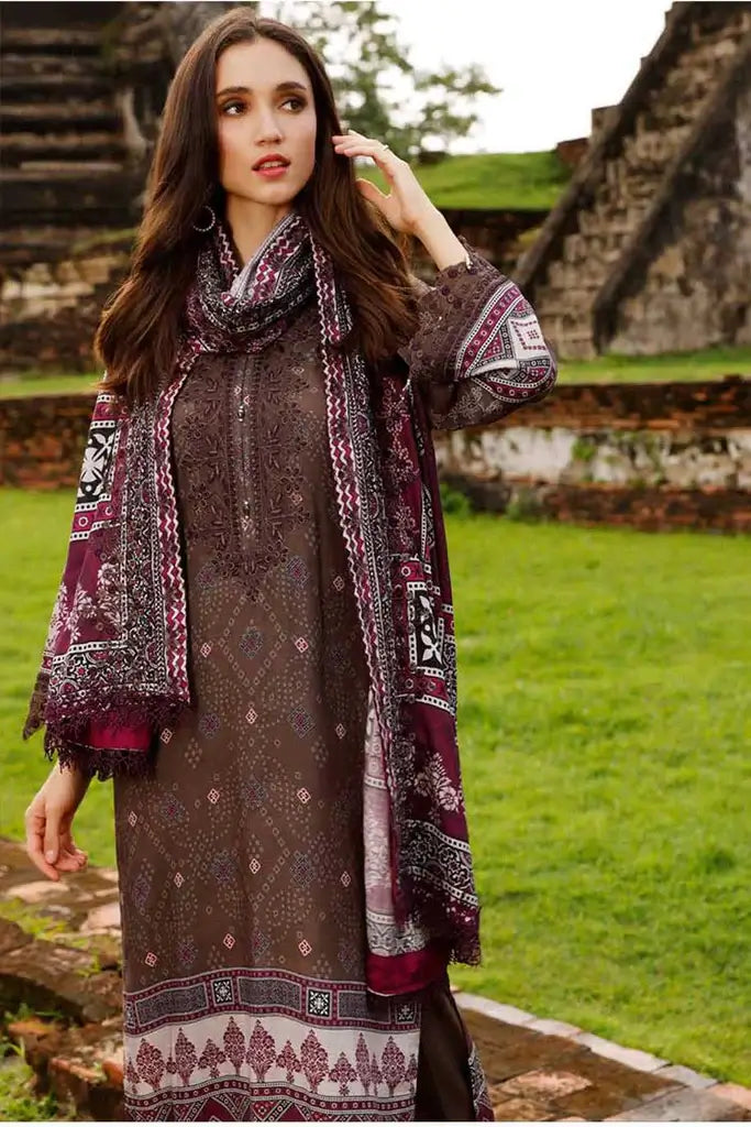NUREH Gardenia Embroidered Slub Linen Unstitched 3Pc Suit NWG-75