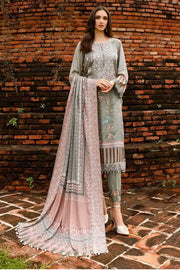 NUREH Gardenia Embroidered Slub Linen Unstitched 3Pc Suit NWG-76