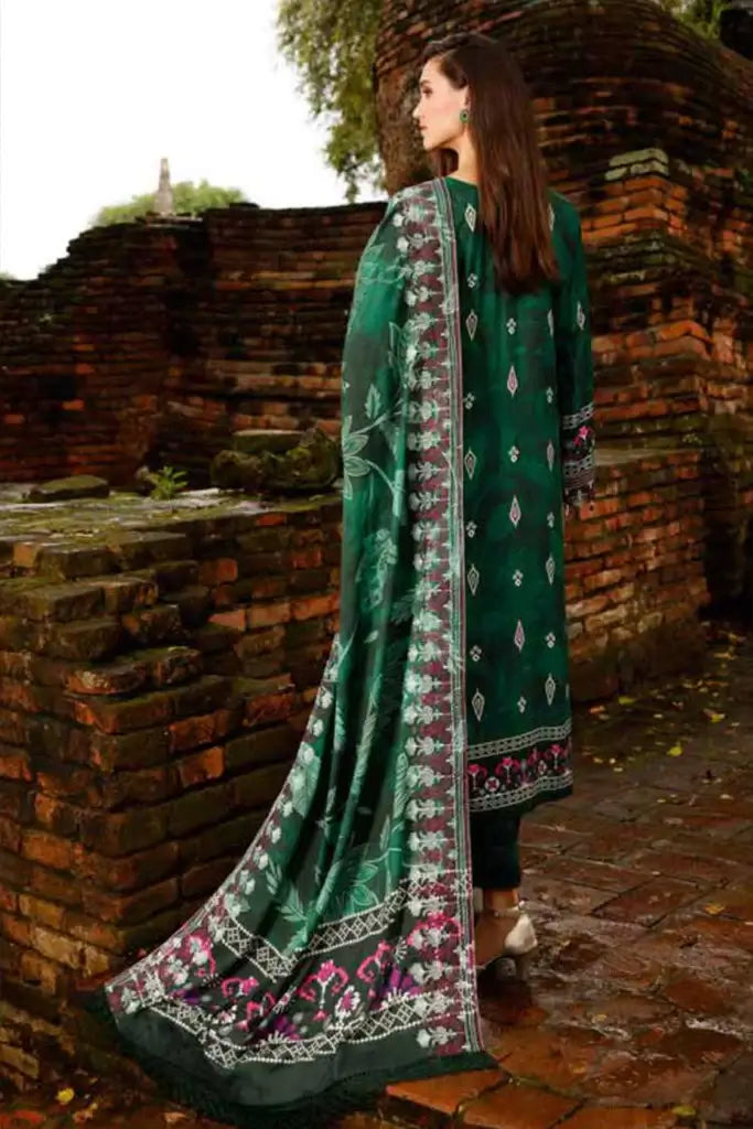 NUREH Gardenia Embroidered Slub Linen Unstitched 3Pc Suit NWG-77