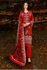 NUREH Gardenia Embroidered Slub Linen Unstitched 3Pc Suit NWG-78