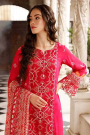 NUREH Gardenia Embroidered Slub Linen Unstitched 3Pc Suit NWG-82