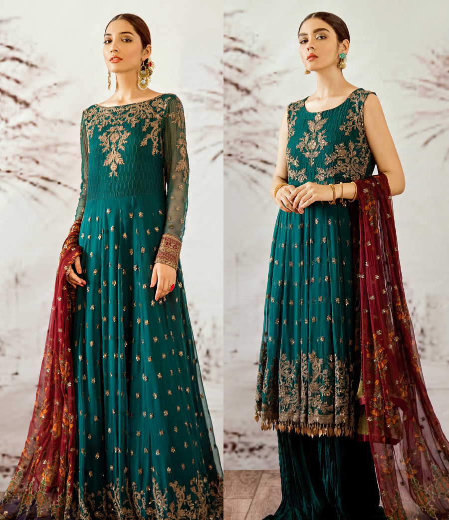 IZNIK Classics Unstitched Luxury Formals 3Pc Suit OIC-01 Cobalt Green
