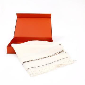 Dynasty Mens Pure Wool Super Fine Shawl Full Size - Off White - FaisalFabrics.pk