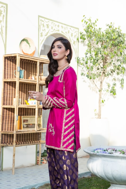 Sumaria’s Couture Baharan Luxury Pret 3Pc Suit - Oleander