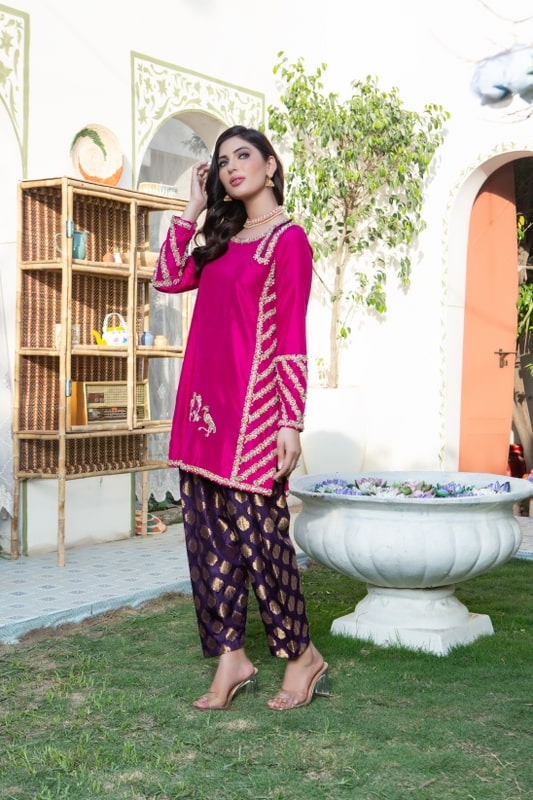 Sumaria’s Couture Baharan Luxury Pret 3Pc Suit - Oleander