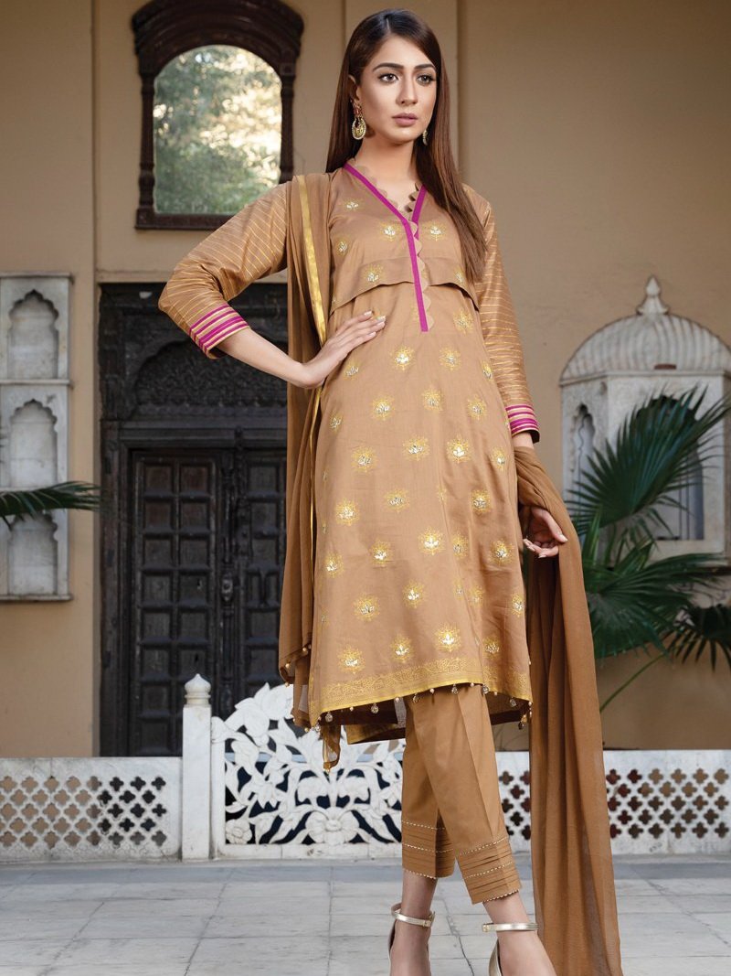 Orient Textile Embroidered Lawn 3PC Suit Folk Nama 2019 OTL19 034 AU - FaisalFabrics.pk