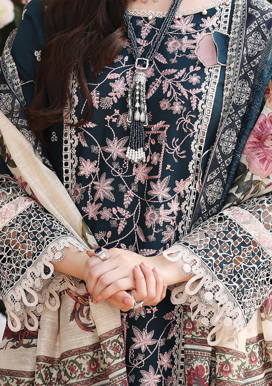 KAHF Premium Embroidered Luxury Lawn Unstitched 3Pc Suit KLC-01A