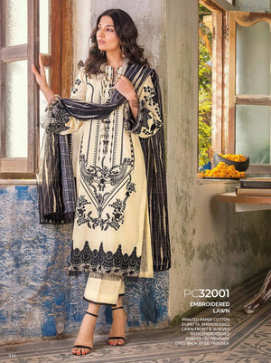 GulAhmed Summer Premium Embroidered Lawn Unstitched 3Pc Suit PC-32001