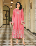 HemStitch Casual Pret Embroidered Pink Linen Frock IMC00102