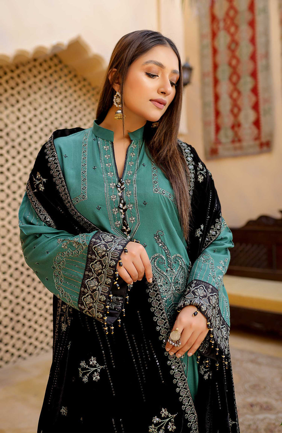 Waresha Luxury Embroidered Sweet Leather Unstitched 3Pc Suit PL-603