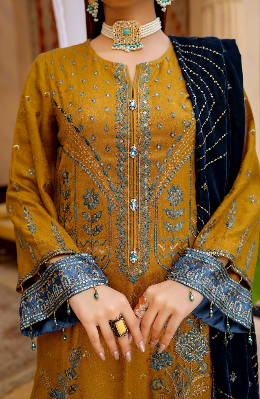 Waresha Luxury Embroidered Sweet Leather Unstitched 3Pc Suit PL-604