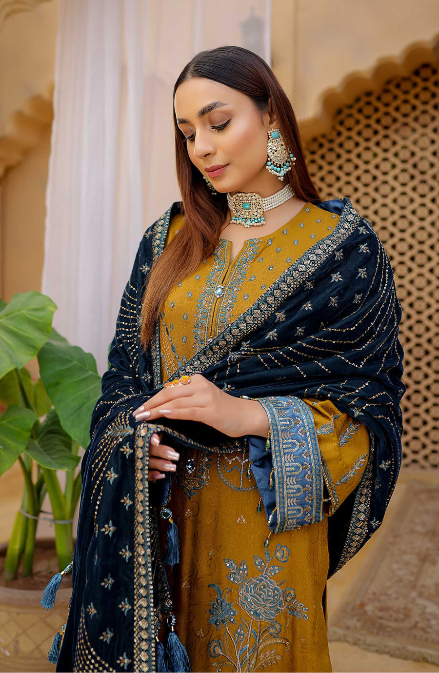 Waresha Luxury Embroidered Sweet Leather Unstitched 3Pc Suit PL-604