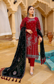 Waresha Luxury Embroidered Sweet Leather Unstitched 3Pc Suit PL-605