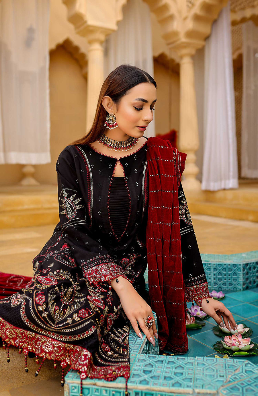 Waresha Luxury Embroidered Sweet Leather Unstitched 3Pc Suit PL-606