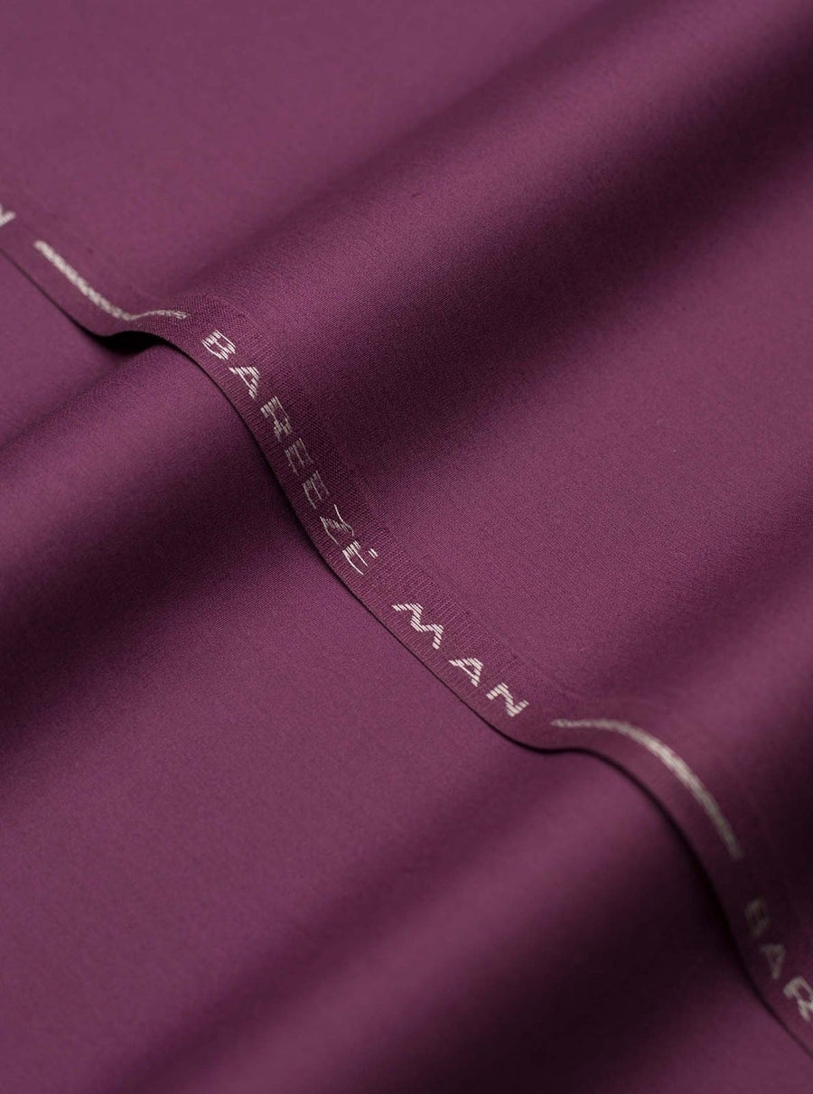 Bareeze Man Egyptian Cotton 1/1 Unstitched Fabric for Summer - Plum