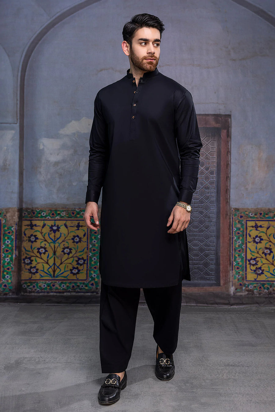 So Kamal Mens Unstitched Premium Cotton Suit - PM-1516 Black