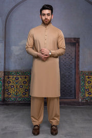 So Kamal Mens Unstitched Premium Cotton Suit - PM-1516 Camel