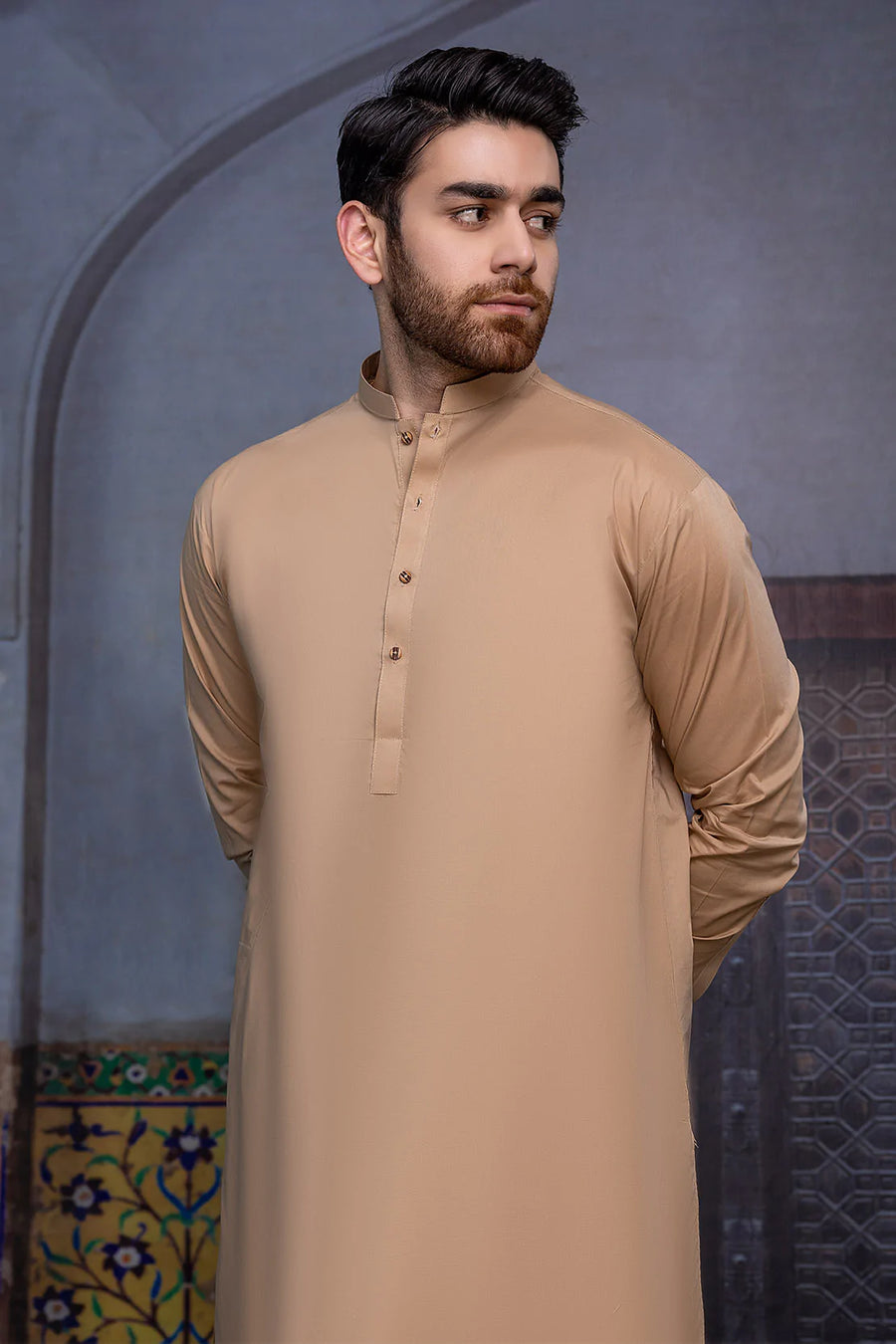 So Kamal Mens Unstitched Premium Cotton Suit - PM-1516 Camel