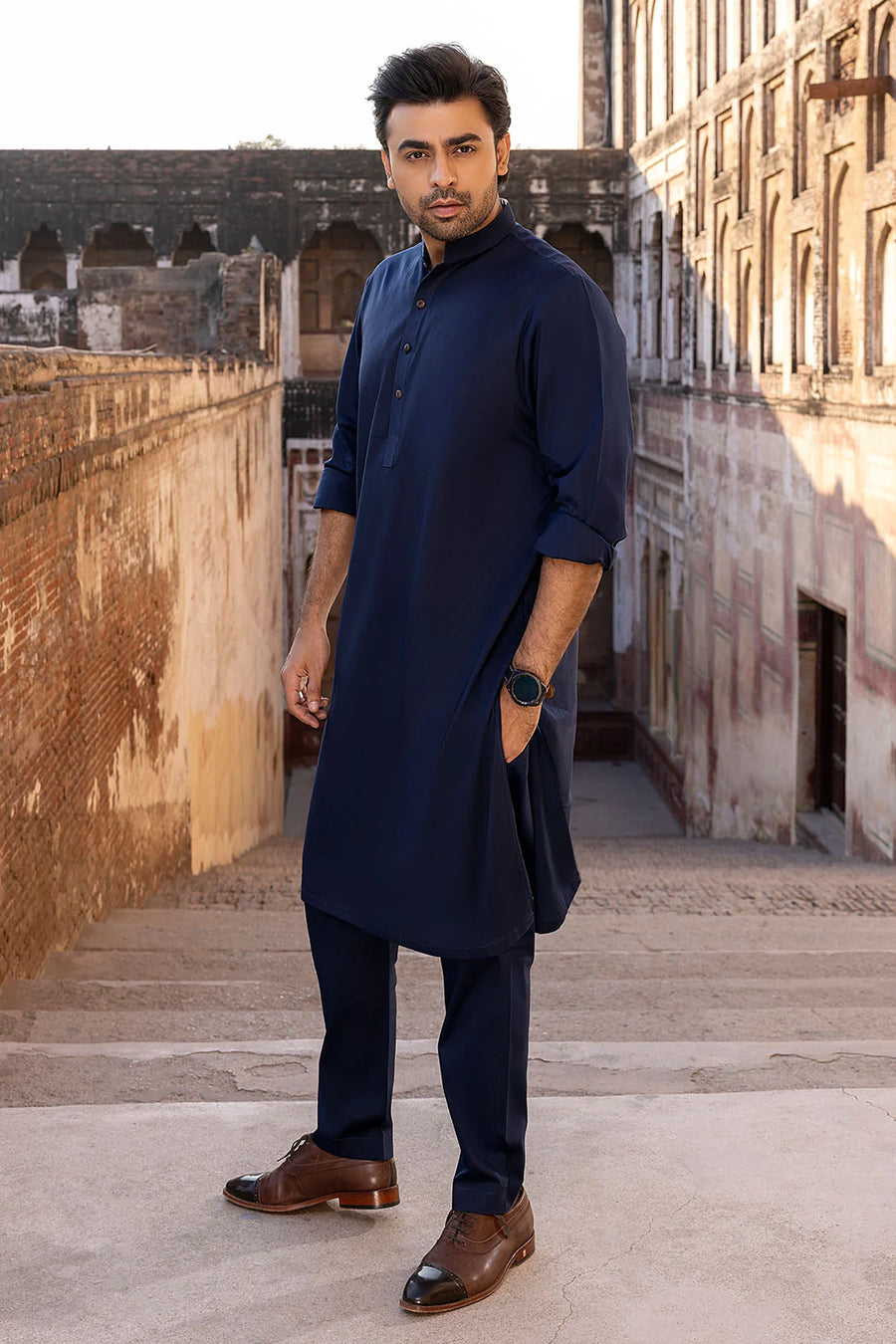 So Kamal Mens Unstitched Premium Cotton Suit - PM-1516 Navy Blue
