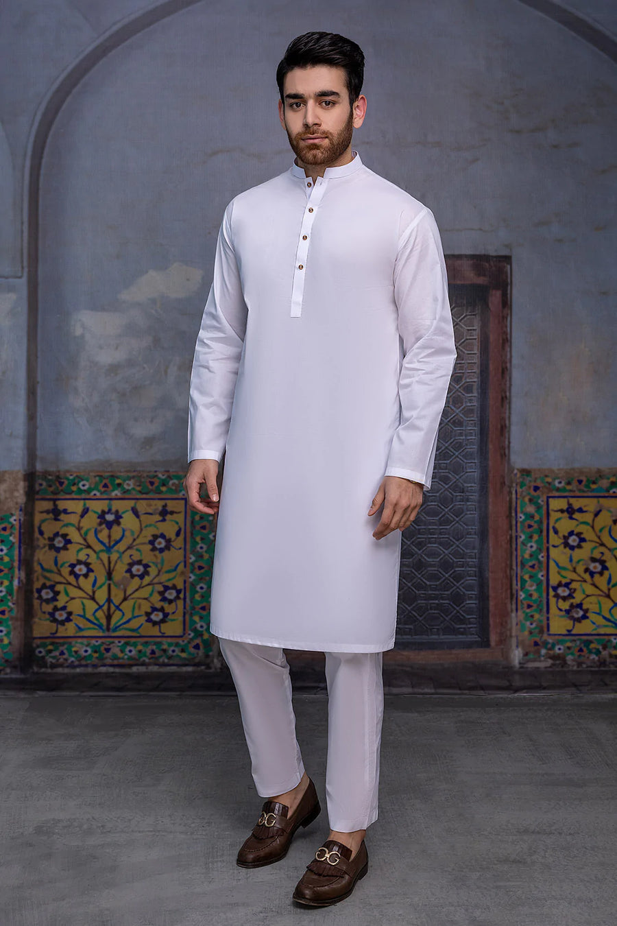 So Kamal Mens Unstitched Premium Cotton Suit - PM-1516 White