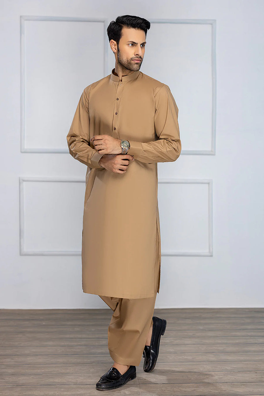 So Kamal Mens Unstitched Premium Cotton Suit PM-1519 Brown