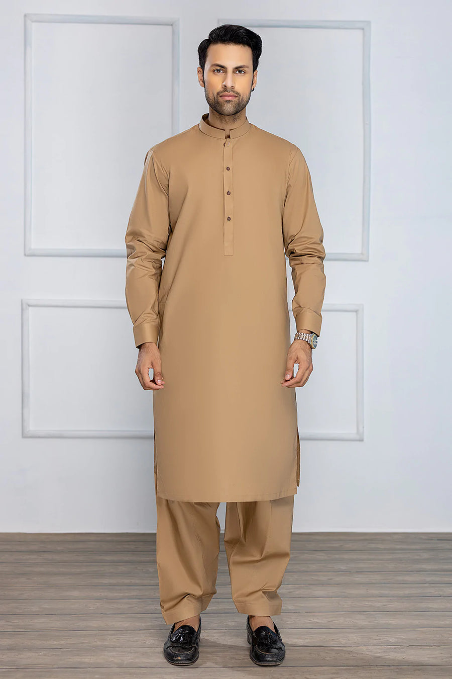 So Kamal Mens Unstitched Premium Cotton Suit PM-1519 Brown