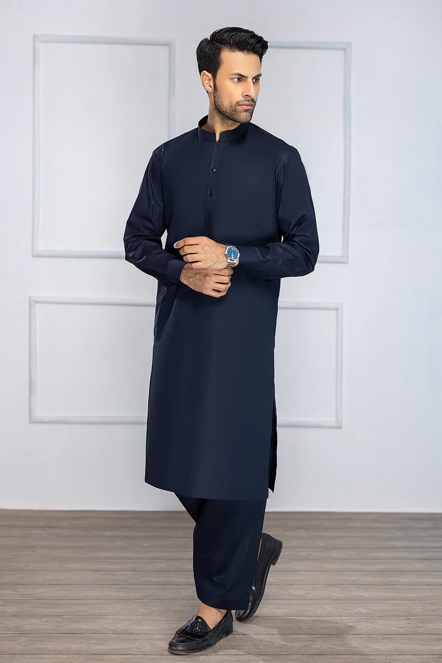 So Kamal Mens Unstitched Premium Cotton Suit PM-1519 Navy Blue