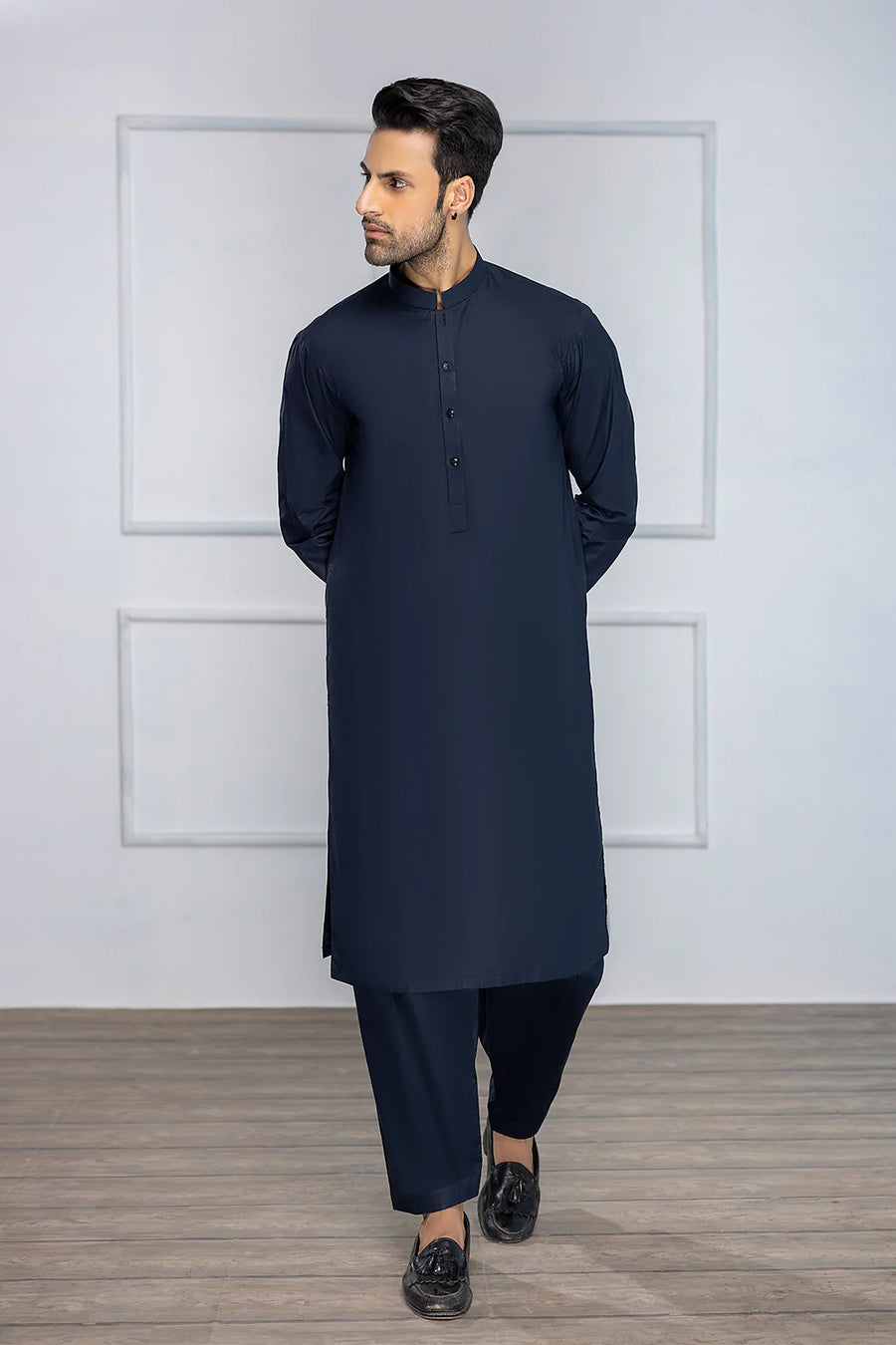 So Kamal Mens Unstitched Premium Cotton Suit PM-1519 Navy Blue