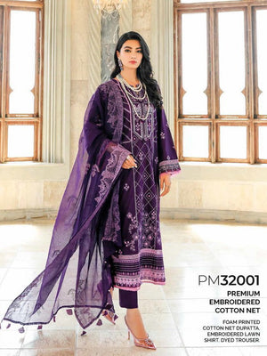 GulAhmed Summer Premium Embroidered Lawn Unstitched 3Pc Suit PM-32001