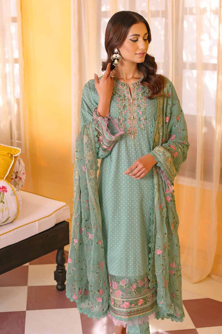 Gul Ahmed Festive Eid Embroidered Lawn Unstitched 3Pc Suit PM-32019