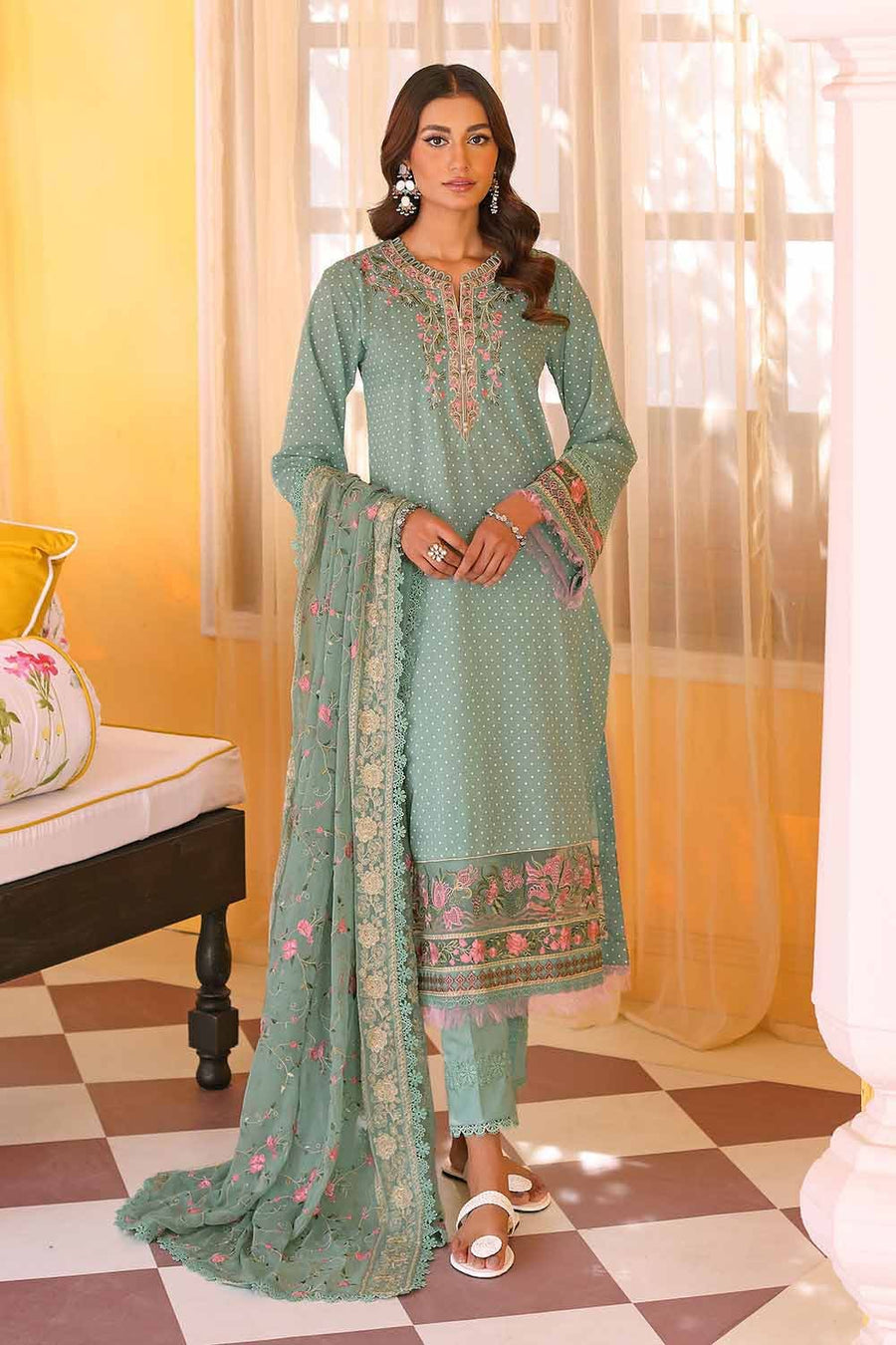 Gul Ahmed Festive Eid Embroidered Lawn Unstitched 3Pc Suit PM-32019