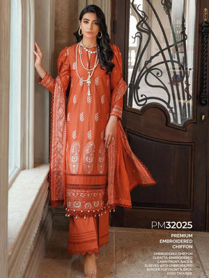 GulAhmed Summer Premium Embroidered Lawn Unstitched 3Pc Suit PM-32025