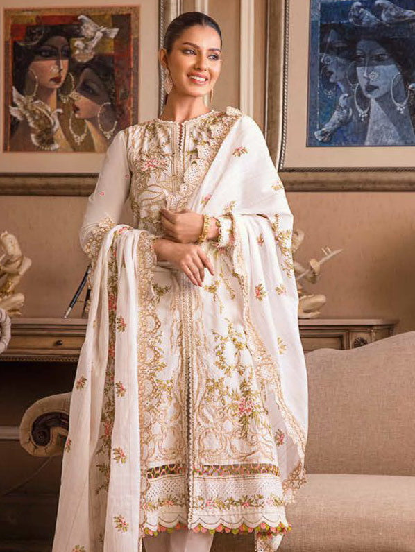 GulAhmed Summer Premium Embroidered Lawn Unstitched 3Pc Suit PM-32046
