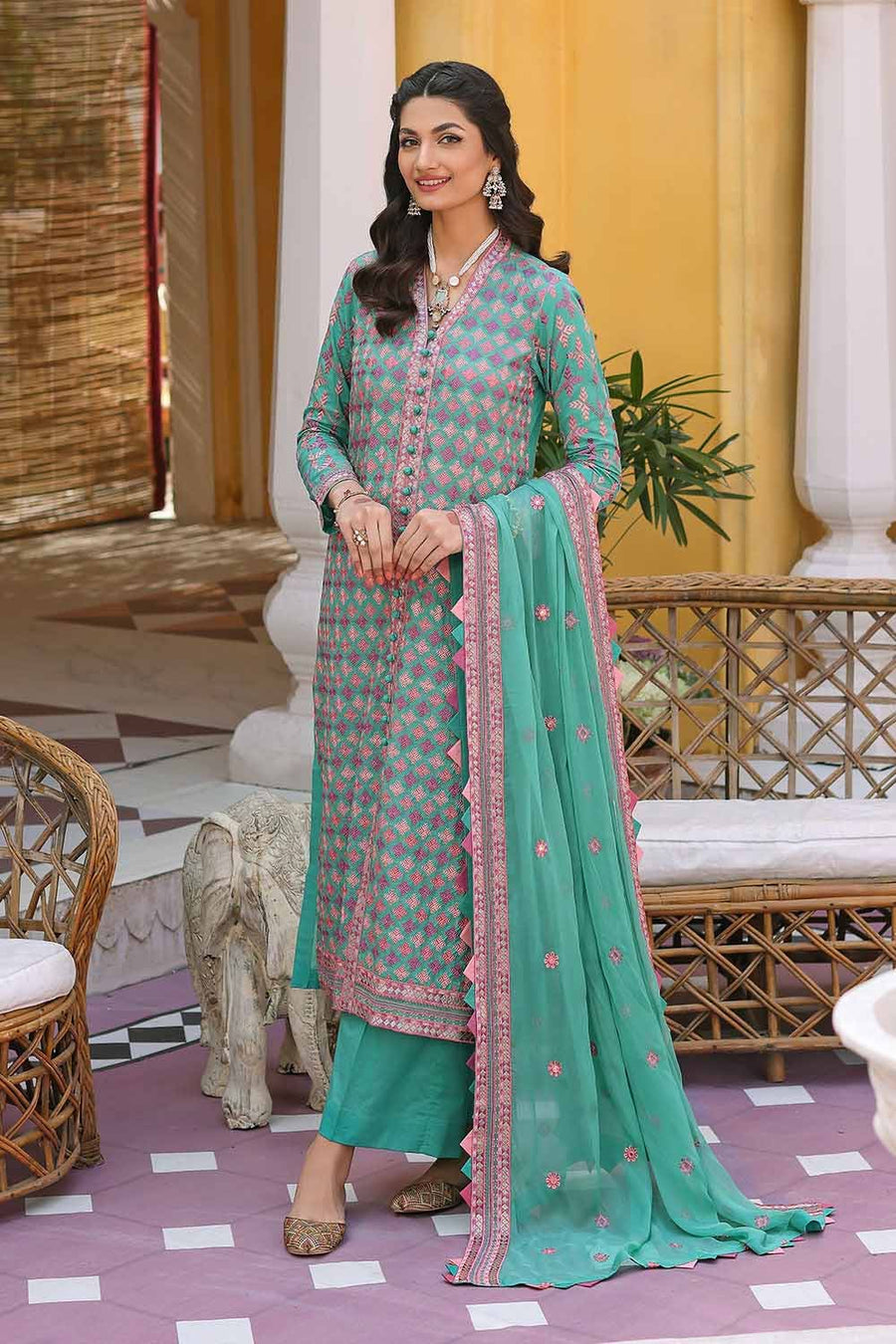 Gul Ahmed Festive Eid Embroidered Lawn Unstitched 3Pc Suit PM-32056