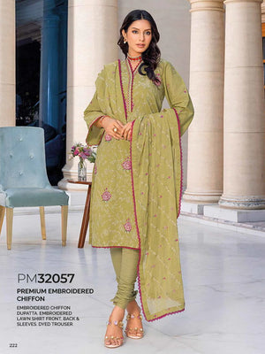 GulAhmed Summer Premium Embroidered Lawn Unstitched 3Pc Suit PM-32057