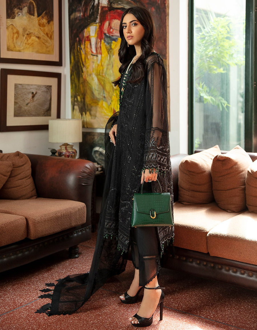 Emaan Adeel Luxury Pret Formal Wedding Suit PR-45 DREAM BLACK - FaisalFabrics.pk