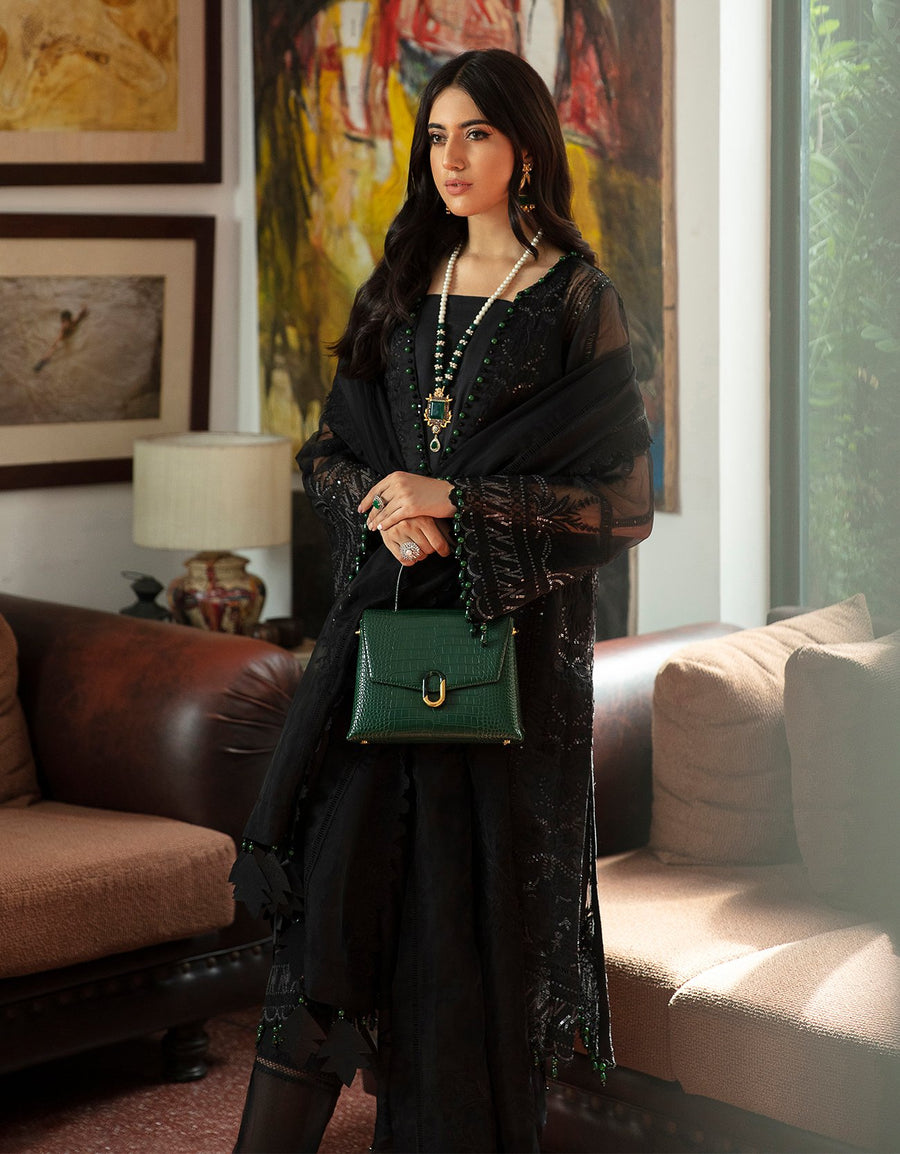 Emaan Adeel Luxury Pret Formal Wedding Suit PR-45 DREAM BLACK - FaisalFabrics.pk