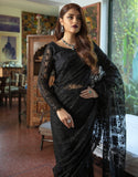 Emaan Adeel Luxury Embroidered Formal Wedding Saree PR-58 MAJESTIC BLACK - FaisalFabrics.pk