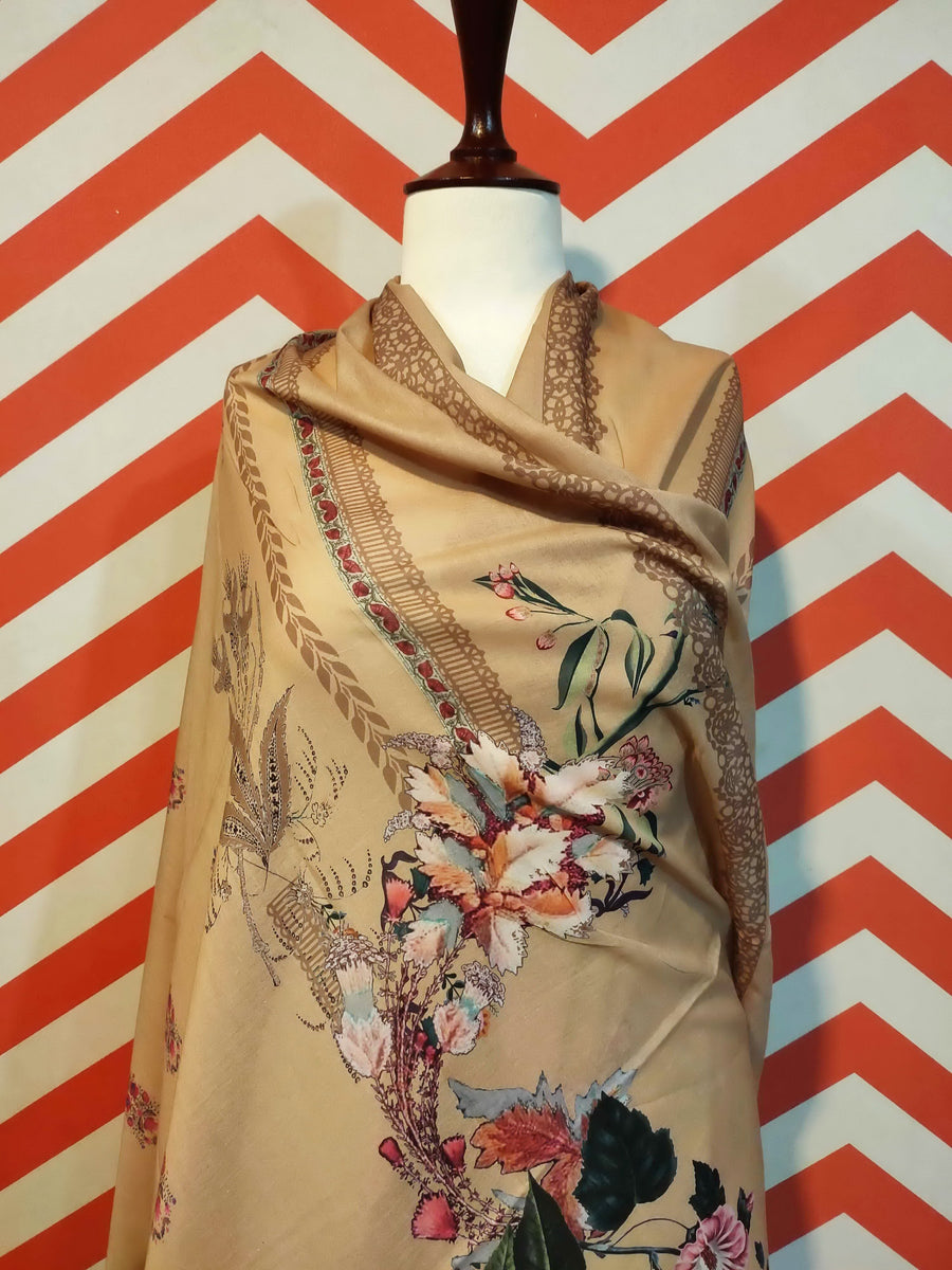 Premium Printed Border Shawl for women Lawn Fabric PSL-06 - FaisalFabrics.pk