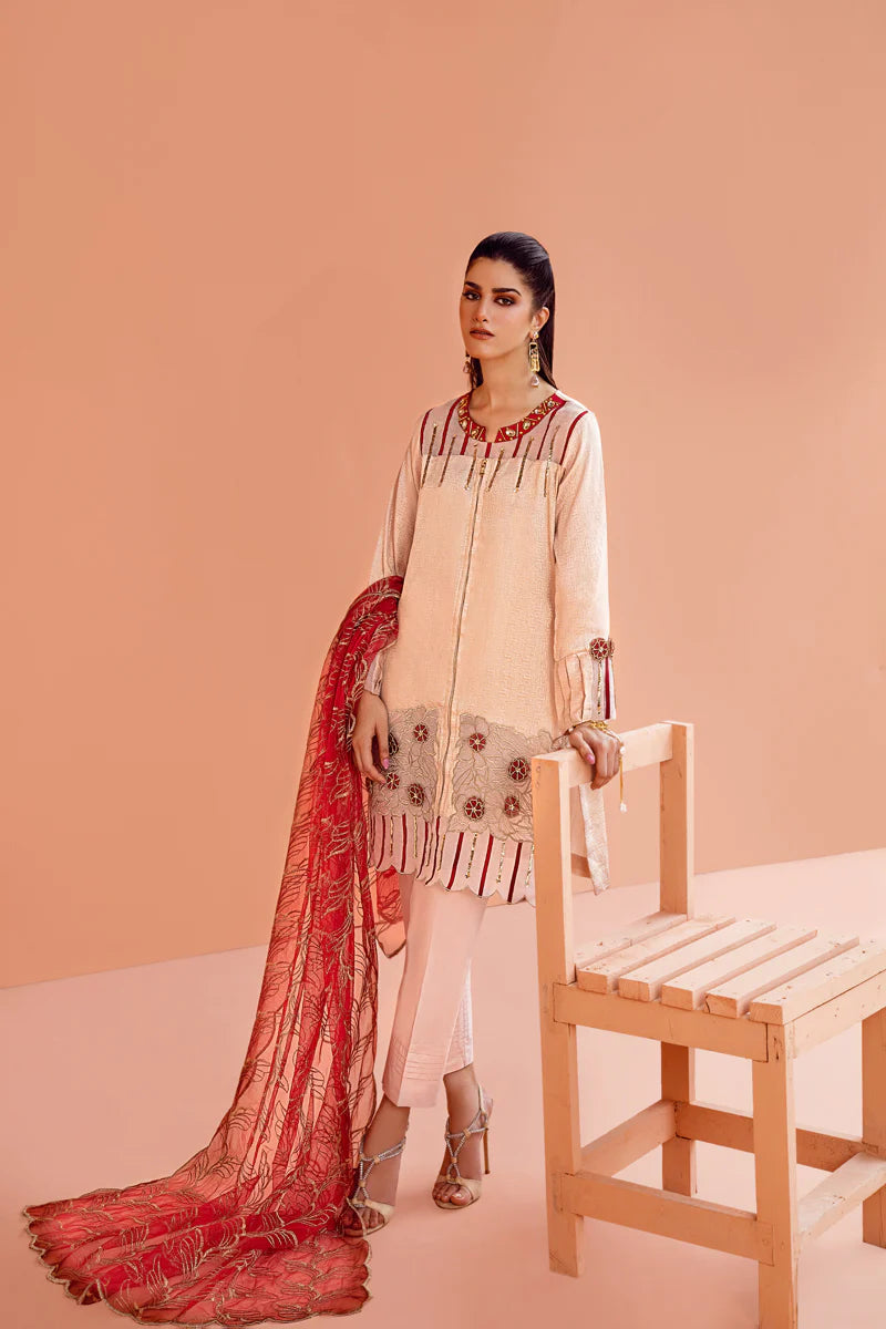 Maria Osama Khan Ethereal Basic Pret 3Pc Suit - PALE PINK