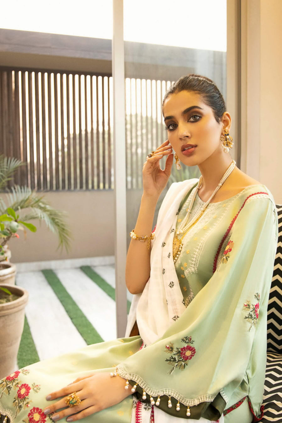 Panache By Puri Fabrics Embroidered Lawn 3 Piece Unstitched Suit P-09 - FaisalFabrics.pk