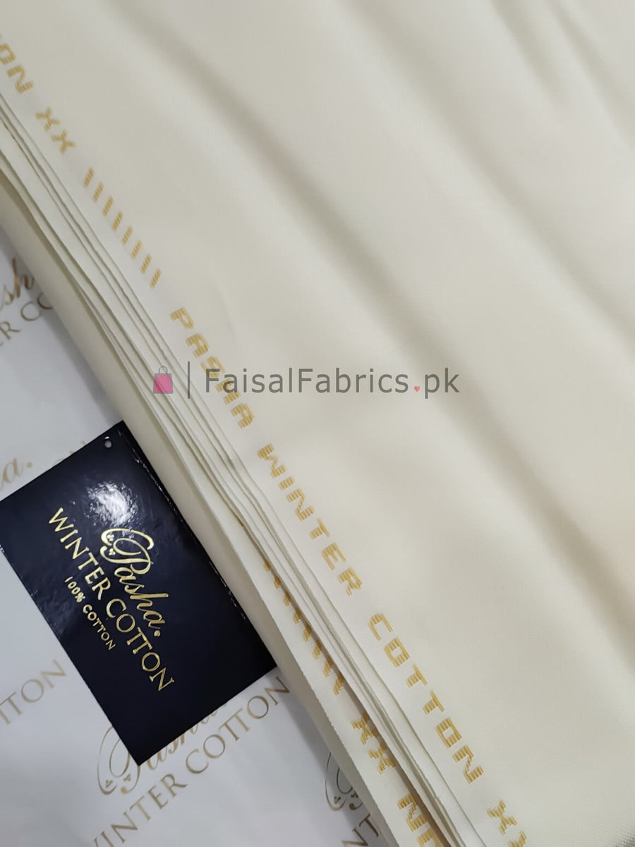 PASHA Winter Cotton Men’s Shalwar Kameez Full Suit White - FaisalFabrics.pk